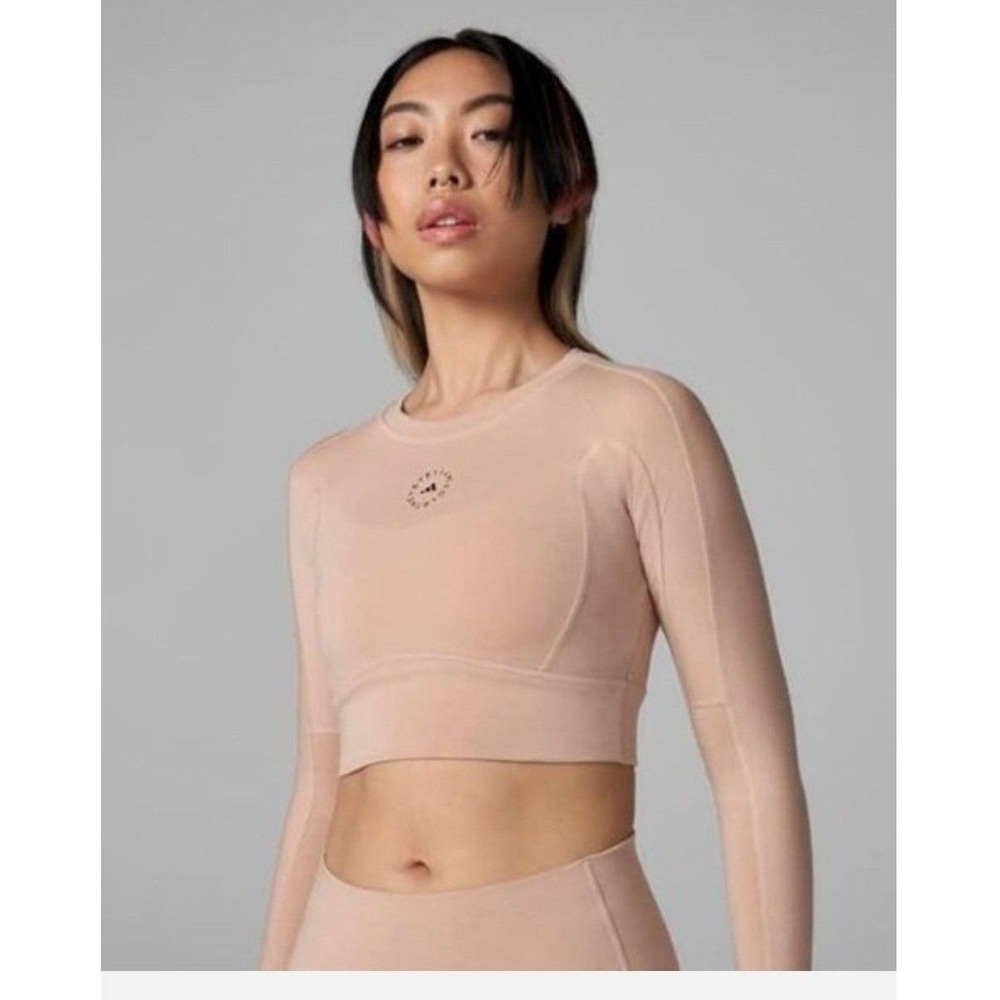 adidas x Stella McCartney True Strength Crop Top Orange Pink Athletic Large